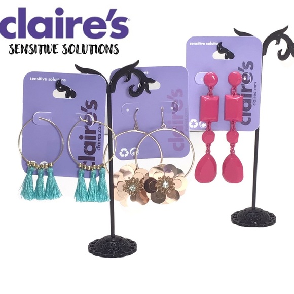 (3) Claire’s Fashion Boho Dangle Hoop Earrings- L5 - Picture 1 of 9